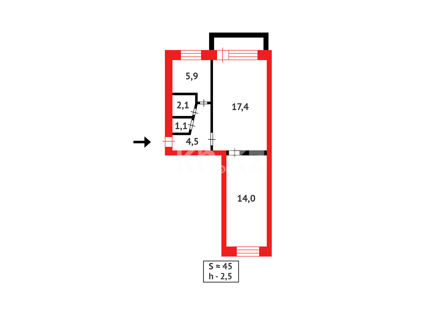 Продажа 2-комнатной квартиры, 45 м² - Недвижимость в Караганде - страница 32 фото 12 из 12