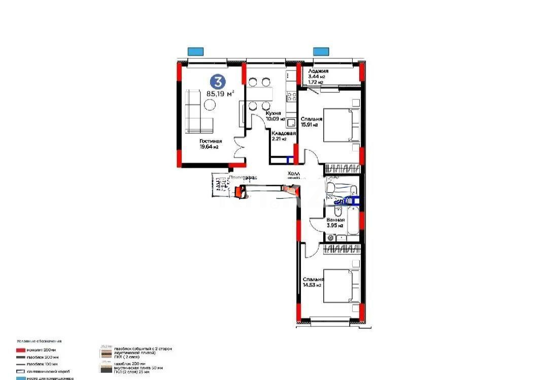 Продажа 3-комнатной квартиры, 85.19 м², пр. Туран, дом  57/5 стр - Продажа  трехкомнатных квартир в Астане без посредников с фото фото 1 из 1