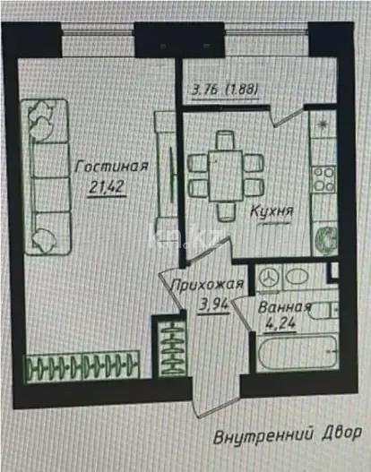 Продажа 1-комнатной квартиры, 42 м² - Продажа  однокомнатных квартир в новостройках Астаны фото 1 из 1