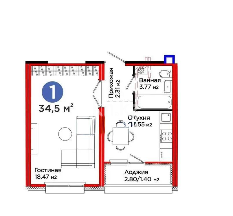 Продажа 1-комнатной квартиры, 34.5 м² - Продажа квартир в Астане - страница 42 фото 1 из 1