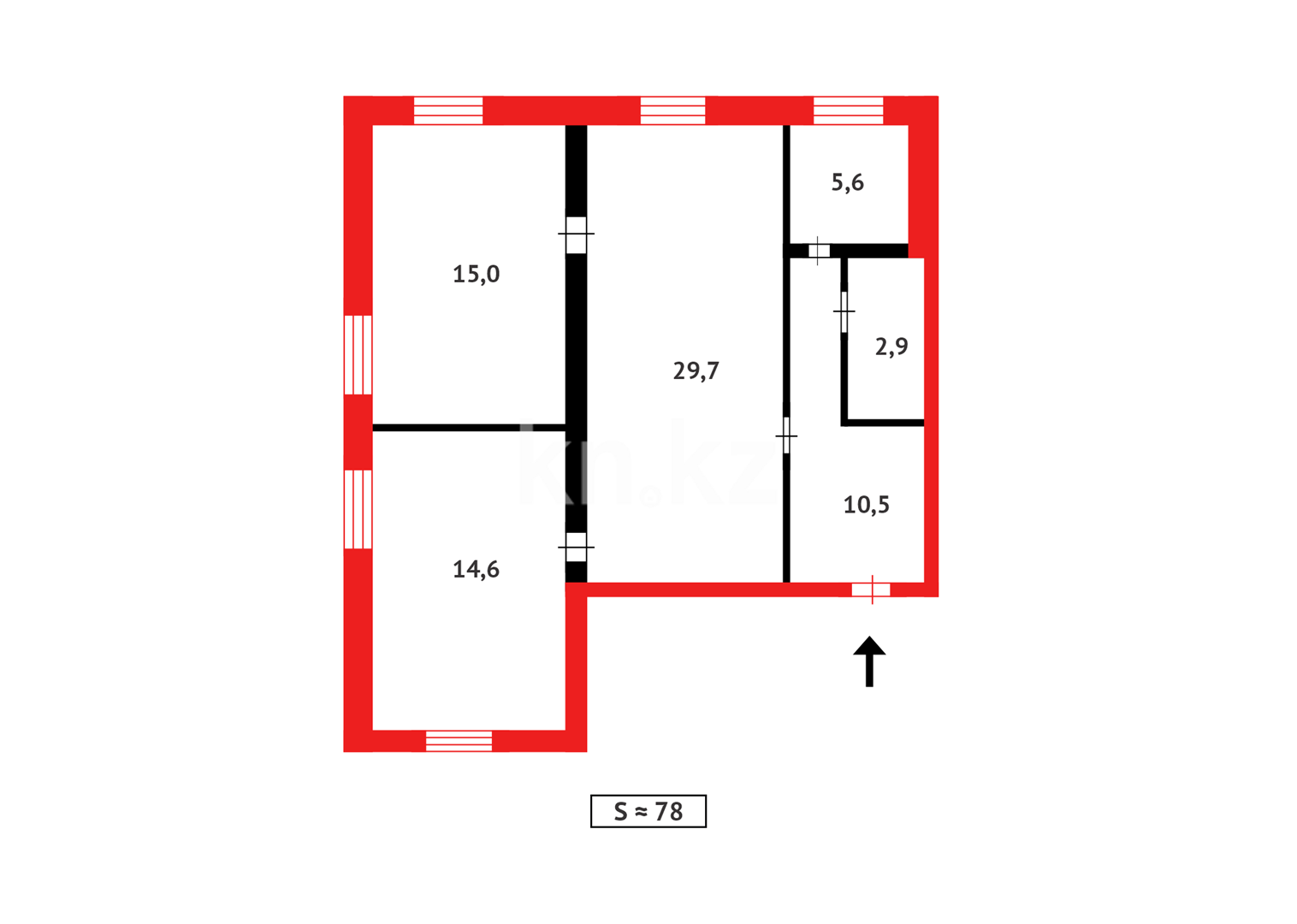 Продажа 3-комнатной квартиры, 78 м², ул. Байсеитовой - Продажа квартир в Темиртау фото 11 из 11