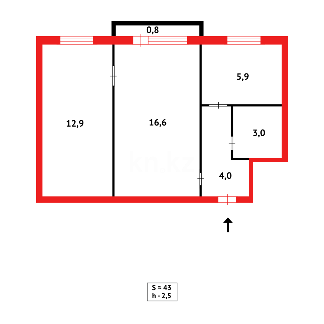 Продажа 2-комнатной квартиры, 43 м² в Темиртау - фото 9