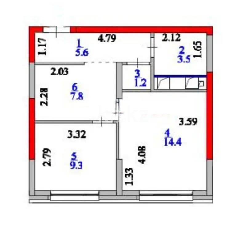 Продажа 2-комнатной квартиры, 41.8 м² в Астане