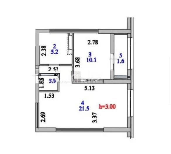 Продажа 1-комнатной квартиры, 42.3 м² в Астане