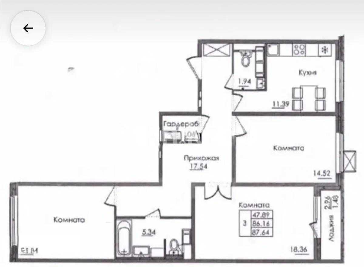 Продажа 3-комнатной квартиры, 87.64 м² - Продажа трехкомнатных квартир в блочном доме в Астане - страница 4 фото 1 из 2