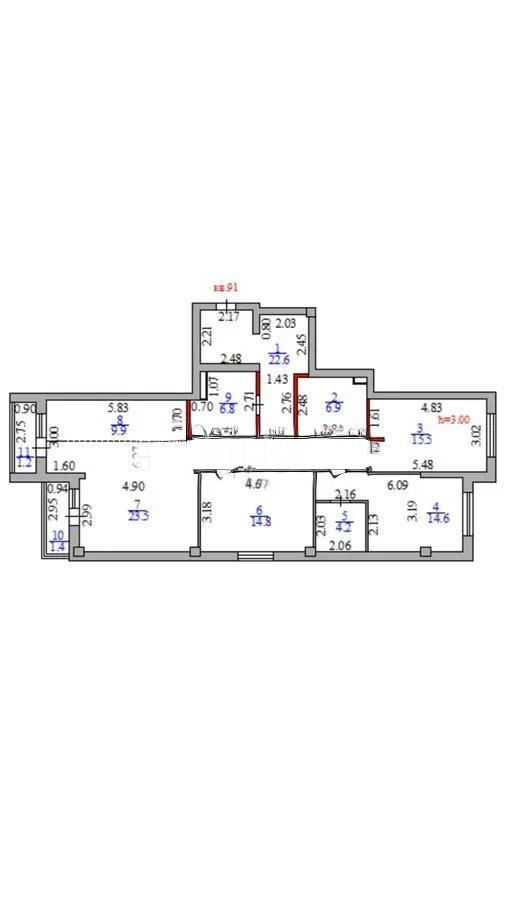 Продажа 4-комнатной квартиры, 121.4 м², ул. Бухар жырау, дом  32/1 в Астане