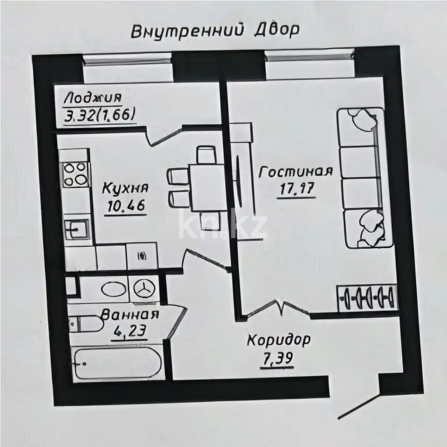Продажа 1-комнатной квартиры, 40.91 м² в Астане - фото 3
