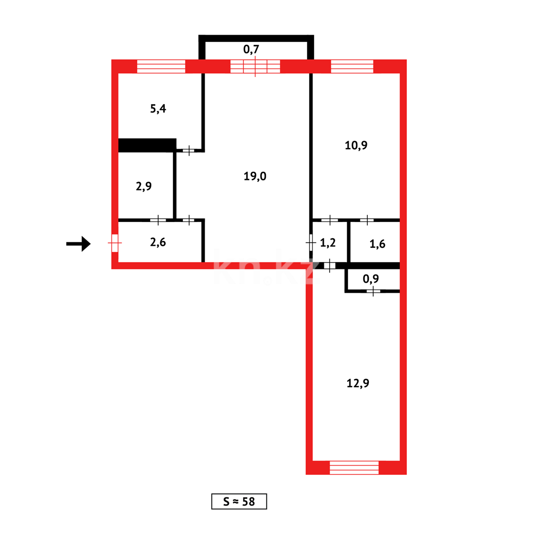 Продажа 3-комнатной квартиры, 56 м² - Продажа квартир в Городе Караганды - страница 2 фото 11 из 11