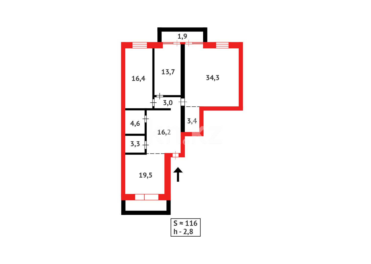 Продажа 3-комнатной квартиры, 116 м², мкр-н Алтын Арка, дом  19 - Продажа квартир в Караганде фото 38 из 38