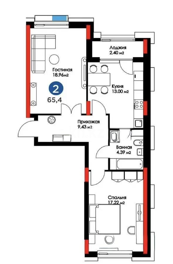 Продажа 2-комнатной квартиры, 65 м² - Продажа двухкомнатных квартир от собственников в Астане - страница 3 фото 4 из 4