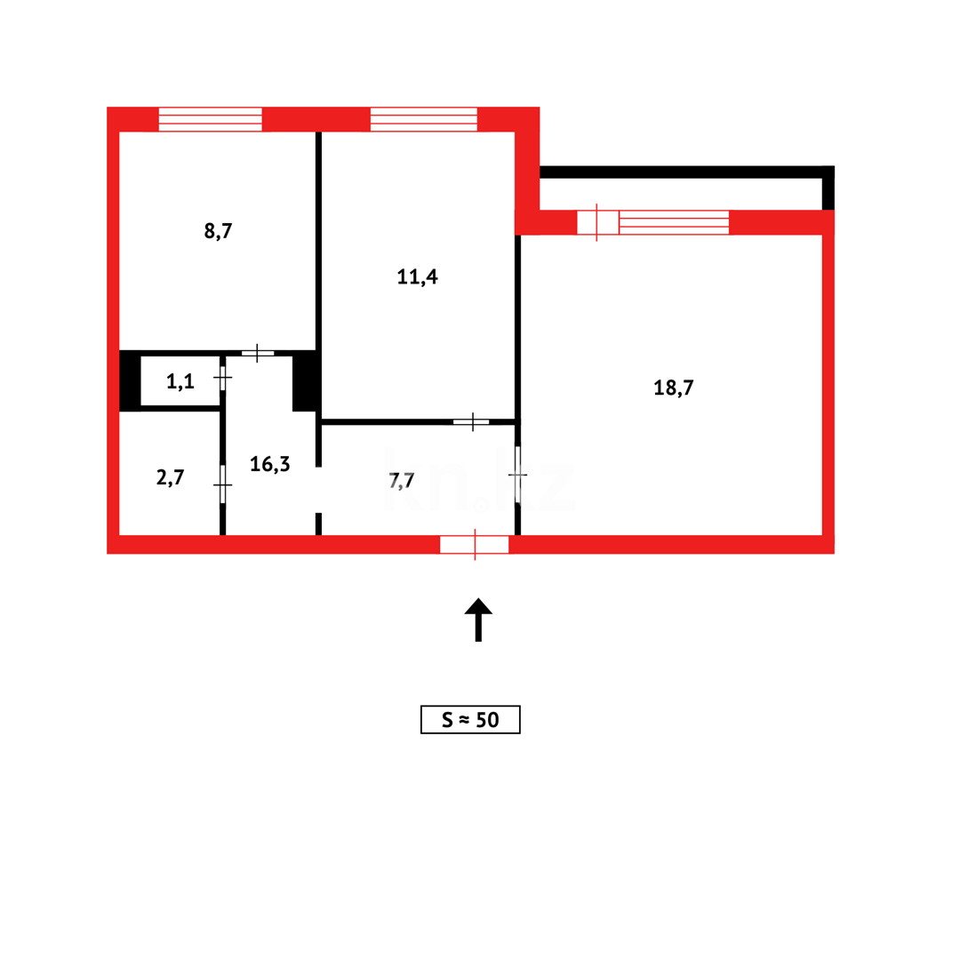 Продажа 2-комнатной квартиры, 51 м², мкр-н Орбита-1 в Караганде - фото 12