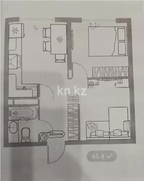 Продажа 2-комнатной квартиры, 45.4 м² в Алматы
