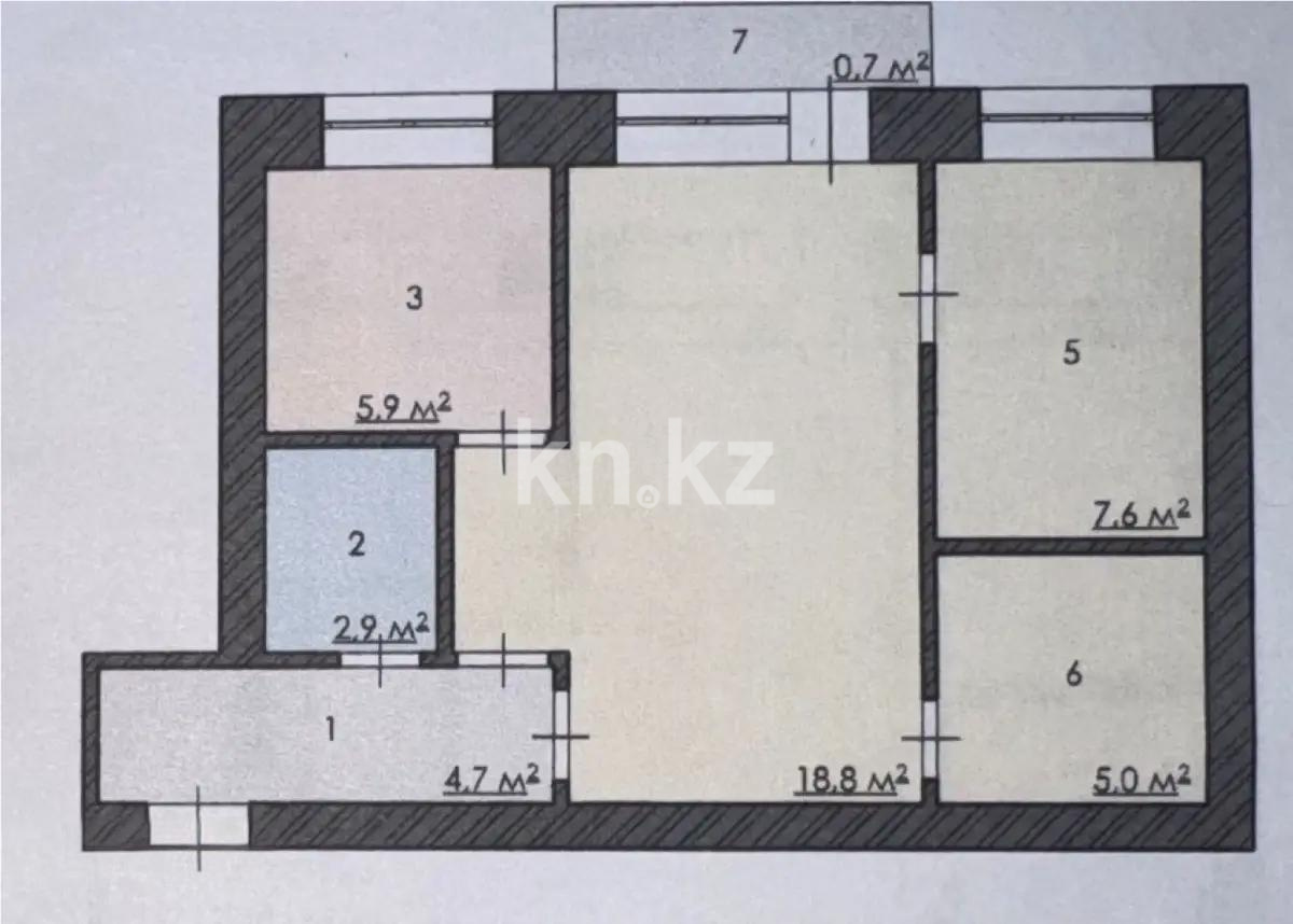 Продажа 2-комнатной квартиры, 44 м², мкр-н 12, дом  44 - Продажа  двухкомнатных квартир в Караганде фото 6 из 6