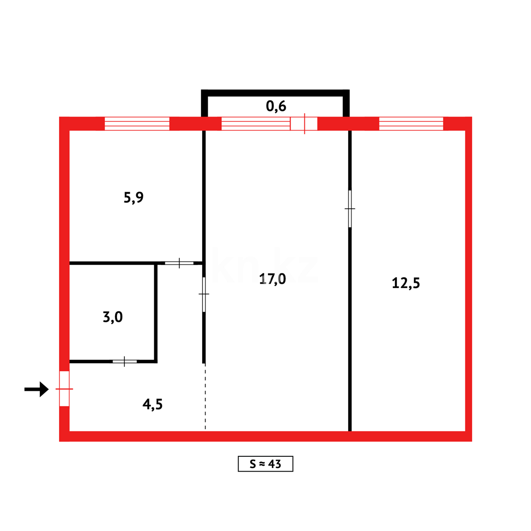 Продажа 2-комнатной квартиры, 44 м², 12 мкр. - Продажа квартир в Караганде с фото фото 14 из 14