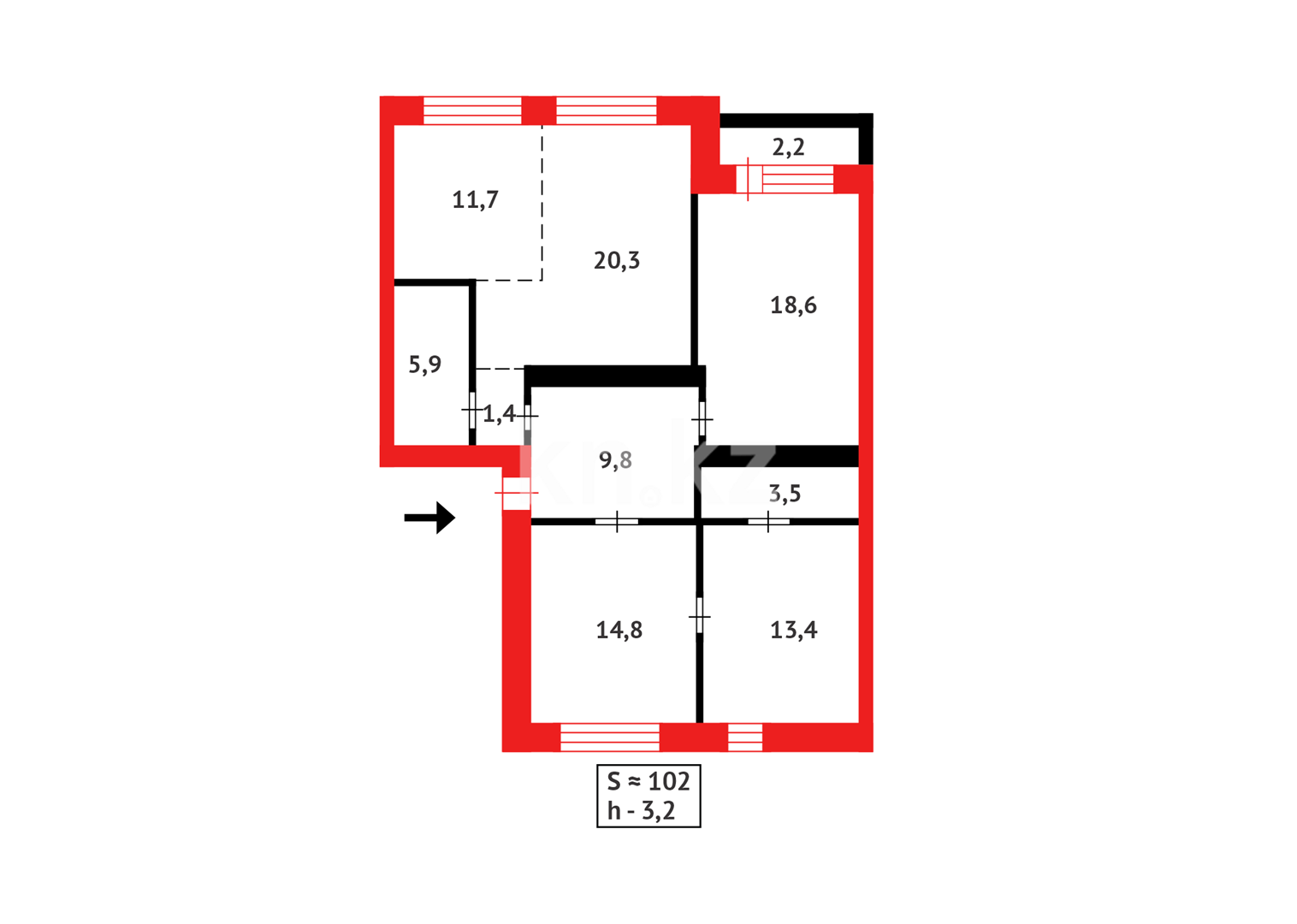 Продажа 4-комнатной квартиры, 101 м² - Продажа квартир в Караганде - страница 3 фото 24 из 24