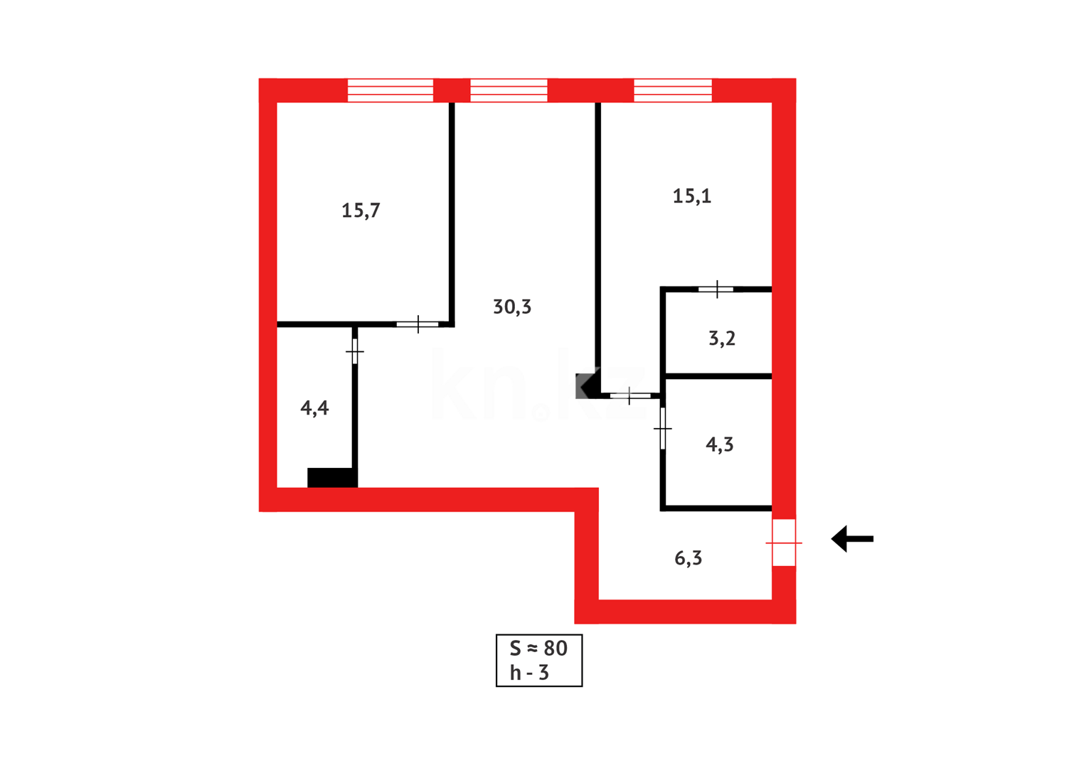 Продажа 3-комнатной квартиры, 82 м², пр. Строителей - Продажа квартир в Караганде фото 14 из 14
