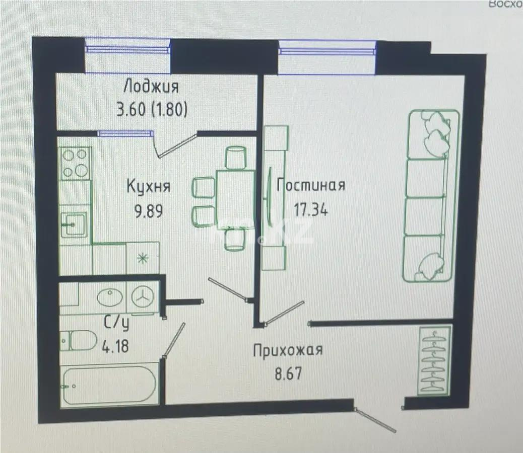 Продажа 1-комнатной квартиры, 41.88 м², ул. Нажимеденова, дом  30/1 - Продажа  однокомнатных квартир в Астане с фото фото 1 из 1