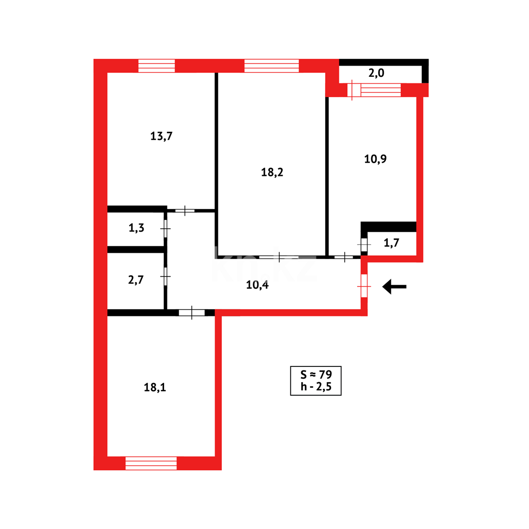 Продажа 3-комнатной квартиры, 79 м², ул. Амангельды - Продажа квартир в Темиртау фото 17 из 17