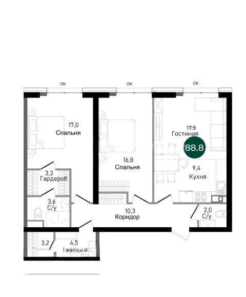Продажа 3-комнатной квартиры, 88 м² в Алматы