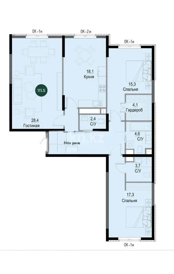 Продажа 3-комнатной квартиры, 111.5 м² - Продажа недвижимости в Казахстане - страница 9 фото 3 из 3