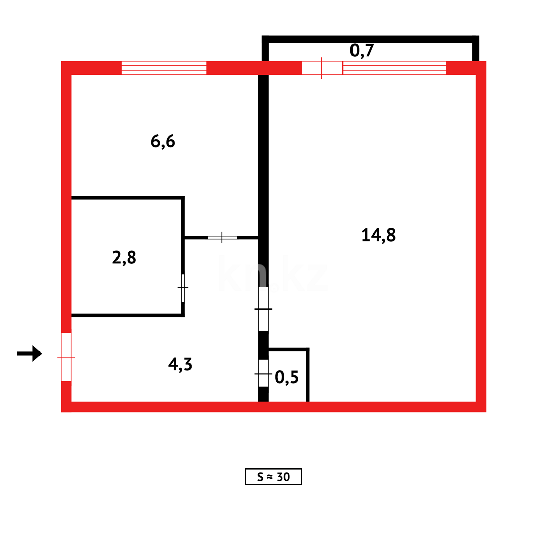 Продажа 1-комнатной квартиры, 30 м², ул. Кужанова, дом  15 - Продажа квартир в Сарани фото 6 из 6