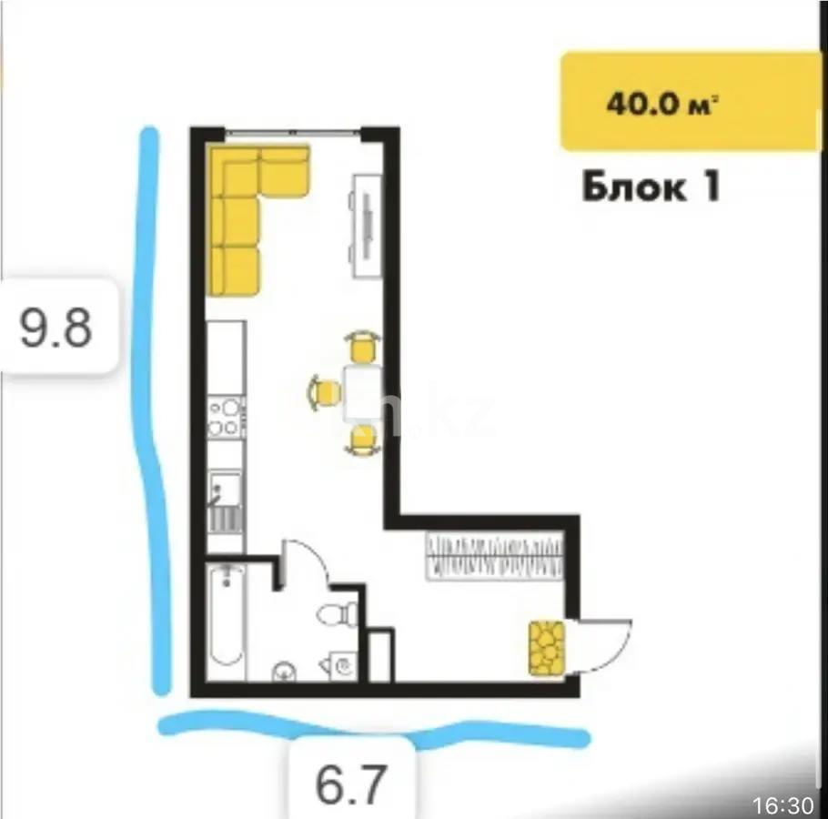 Продажа 1-комнатной квартиры, 40 м², Кульджинский тракт, дом  58/2 - Продажа квартир без посредников в Алматы фото 1 из 1