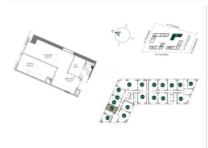 Продажа 1-комнатной квартиры, 38.7 м² в Алматы