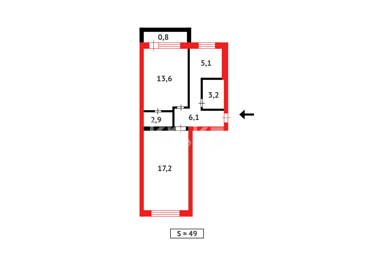 Продажа 2-комнатной квартиры, 48 м², ул. Горка Дружбы в Темиртау - фото 10