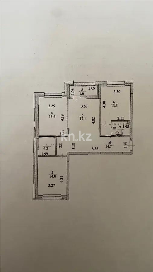 Продажа 3-комнатной квартиры, 81 м², ул. Байтурсынова, дом  14/3 - Продажа квартир без посредников в Астане фото 7 из 7