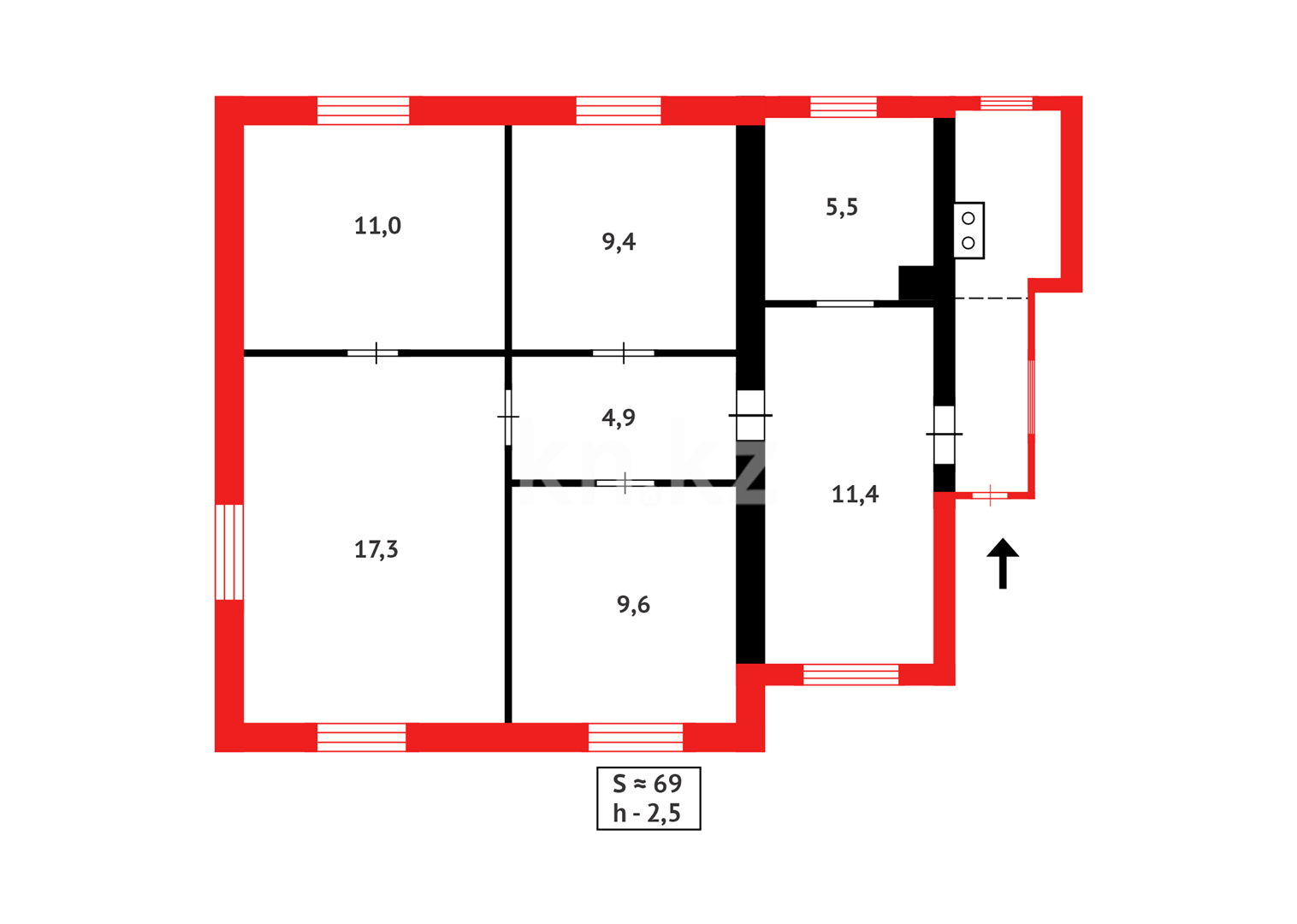 Продажа 4-комнатного дома, 69.1 м², ул. Тельмана - Продажа домов, коттеджей в Темиртау фото 21 из 21
