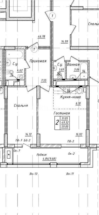 Продажа 2-комнатной квартиры, 59 м² - Недвижимость в Казахстане - страница 25 фото 1 из 1