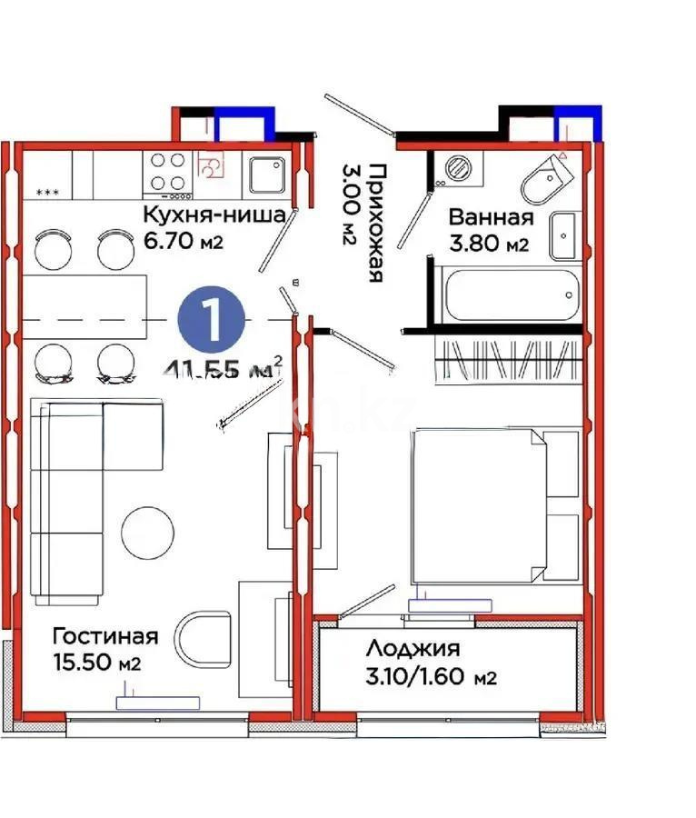 Продажа 2-комнатной квартиры, 41.26 м² - Продажа квартир в новостройках Астаны с фото - страница 5 фото 1 из 1