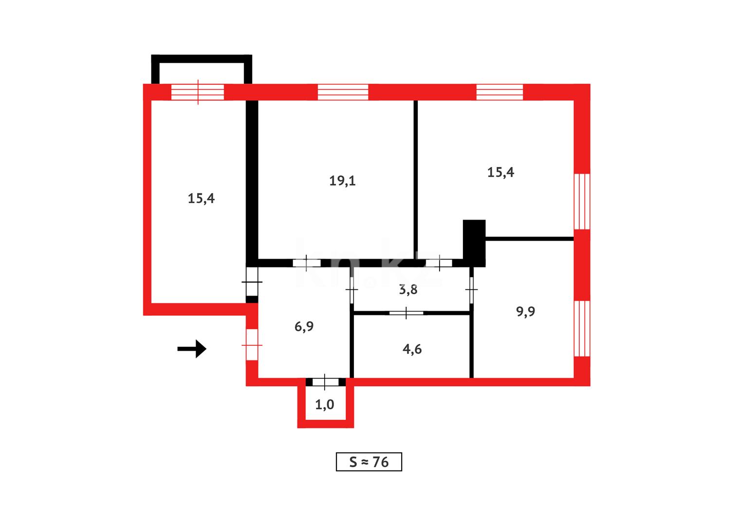 Продажа 3-комнатной квартиры, 76 м², ул. Методическая - Продажа  трехкомнатных квартир в Караганде с фото фото 26 из 26