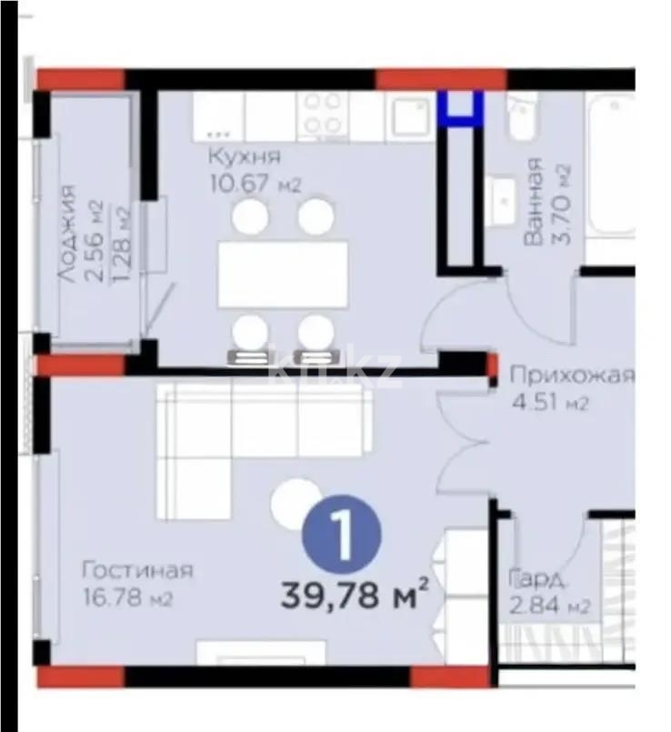 Продажа 1-комнатной квартиры, 41 м² - Продажа однокомнатных квартир в р-не Нура Астаны - страница 3 фото 1 из 1