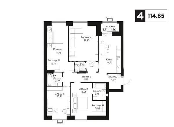 Продажа 4-комнатной квартиры, 114.85 м² - Продажа квартир в новостройках Астаны без посредников фото 1 из 1