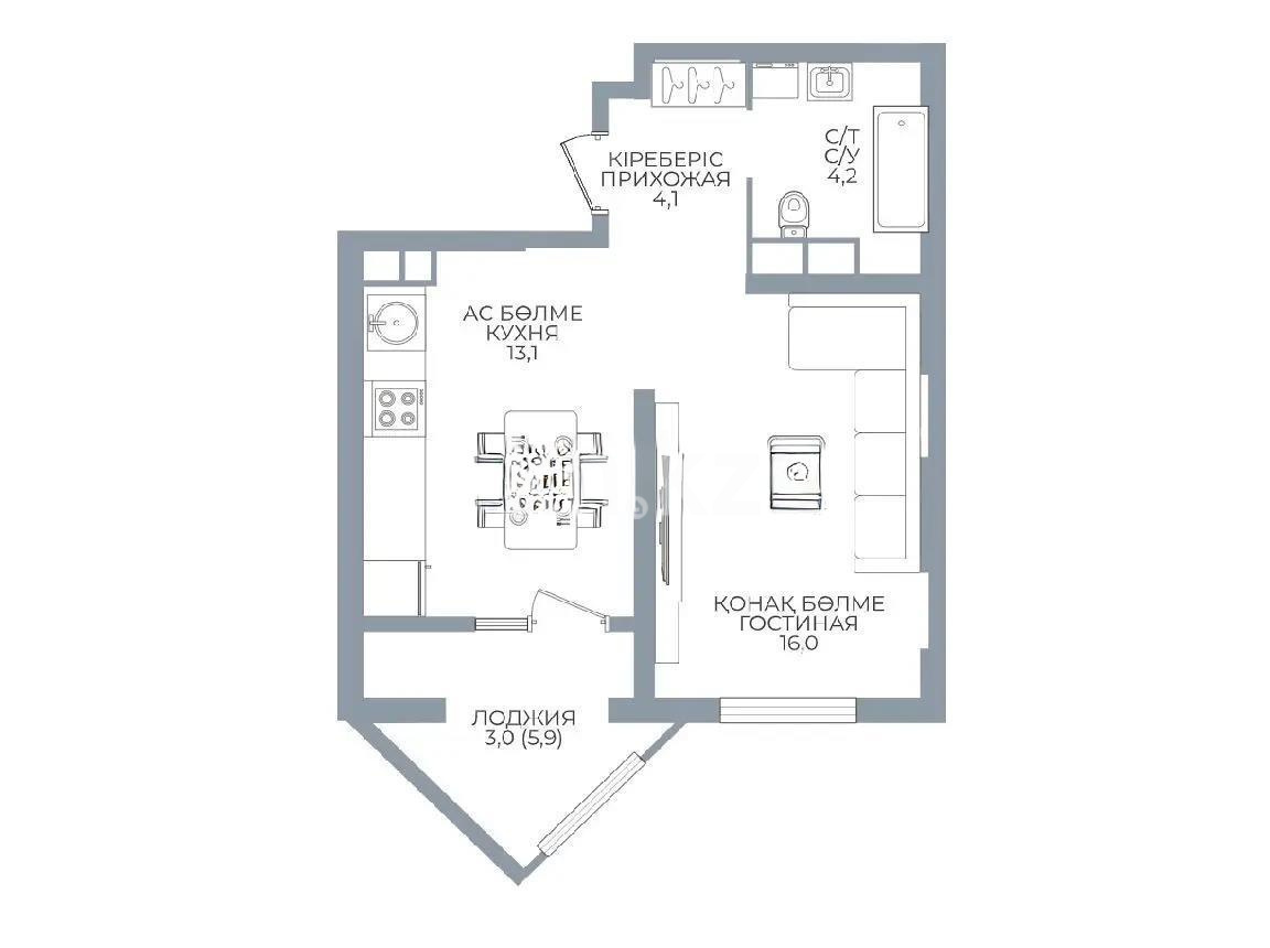 Продажа 1-комнатной квартиры, 40.1 м², ул. Сатпаева, дом  90/52 - Продажа  однокомнатных квартир в новостройках Алматы с фото фото 1 из 1