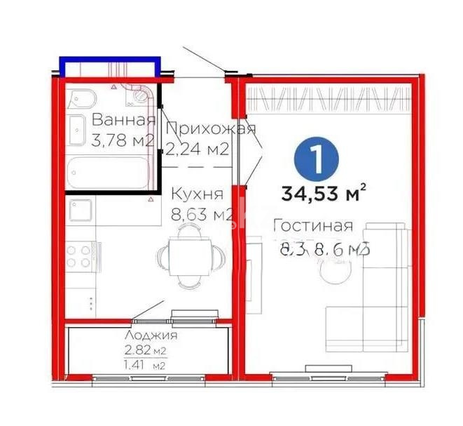 Продажа 1-комнатной квартиры, 34.5 м² в Астане