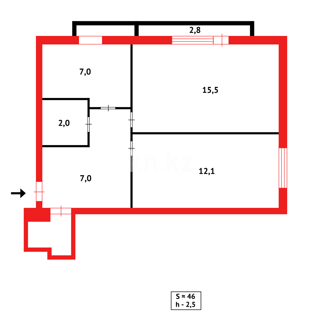 Продажа 2-комнатной квартиры, 46 м², ул. Ермекова - Продажа  двухкомнатных квартир в Караганде фото 24 из 24