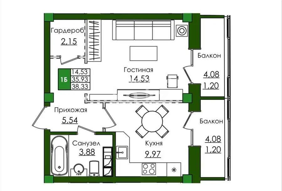 Продажа 1-комнатной квартиры, 38.33 м² - Продажа недвижимости в Астане - страница 33 фото 1 из 1