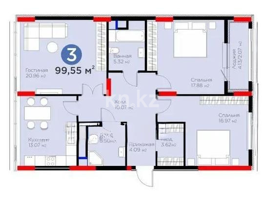 Продажа 3-комнатной квартиры, 100 м² - Продажа трехкомнатных квартир в Астане - страница 3 фото 4 из 4