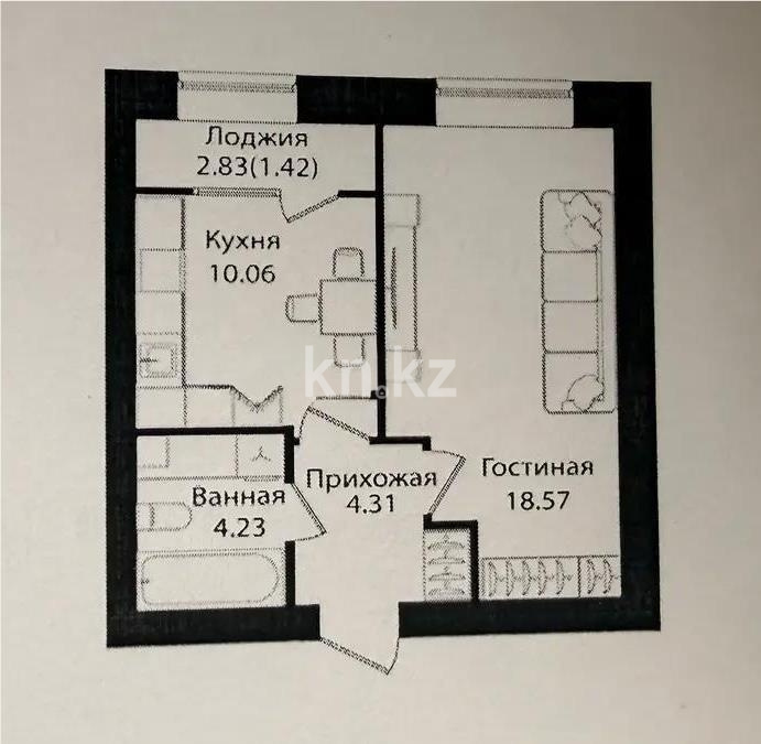 Продажа 2-комнатной квартиры, 39 м² в Астане