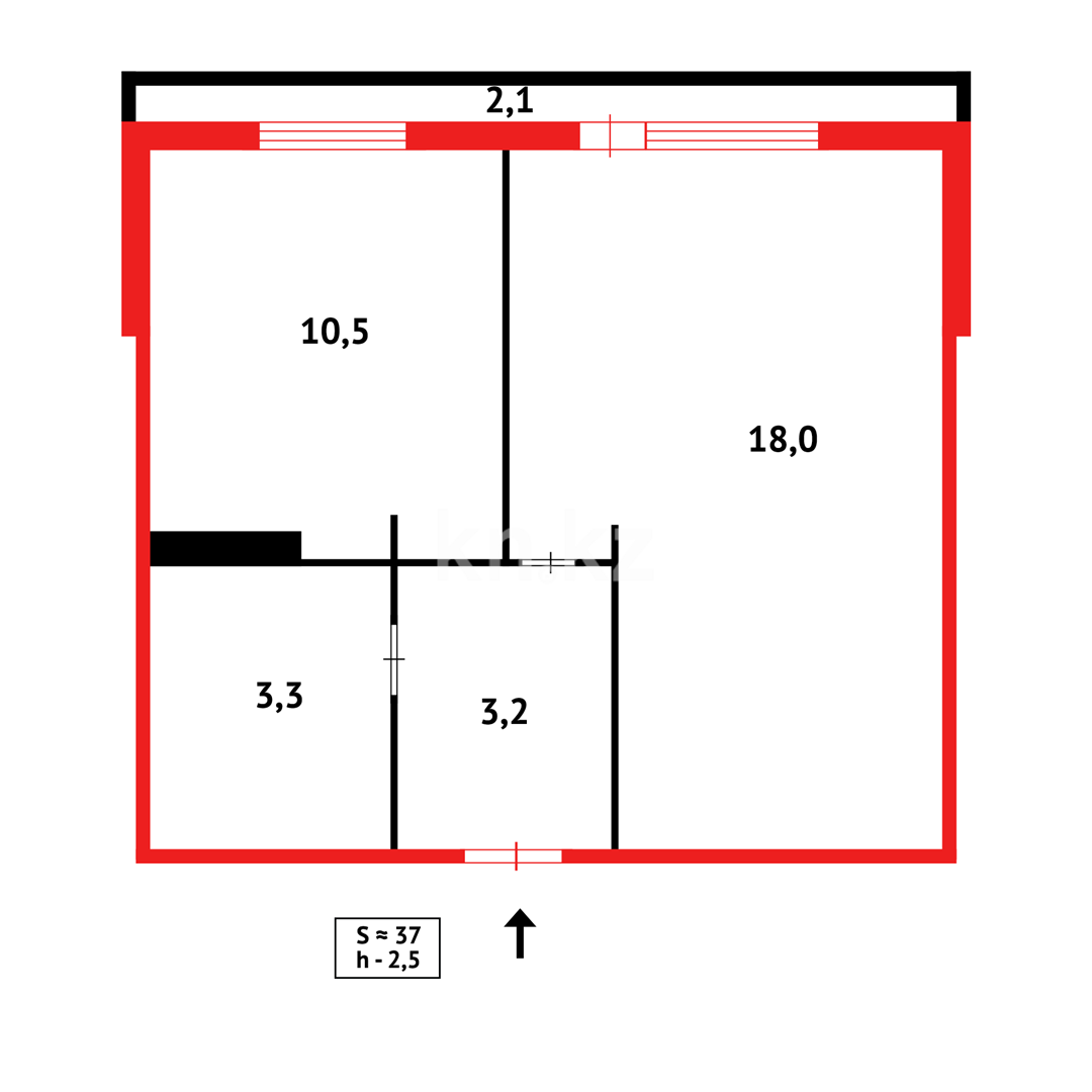 Продажа 1-комнатной квартиры, 36 м², мкр-н Мамраева (Восток-5) - Продажа квартир в Караганде фото 8 из 8