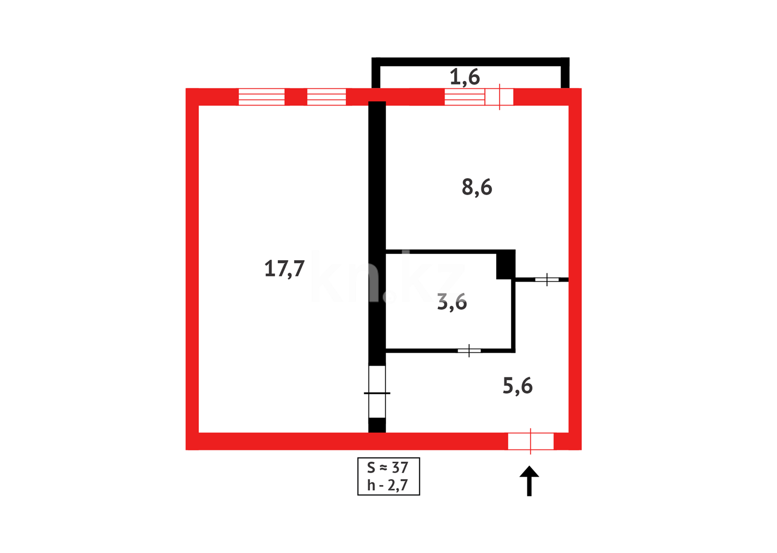 Продажа 1-комнатной квартиры, 37 м² - Продажа домов, коттеджей в Карагандинской области фото 11 из 11