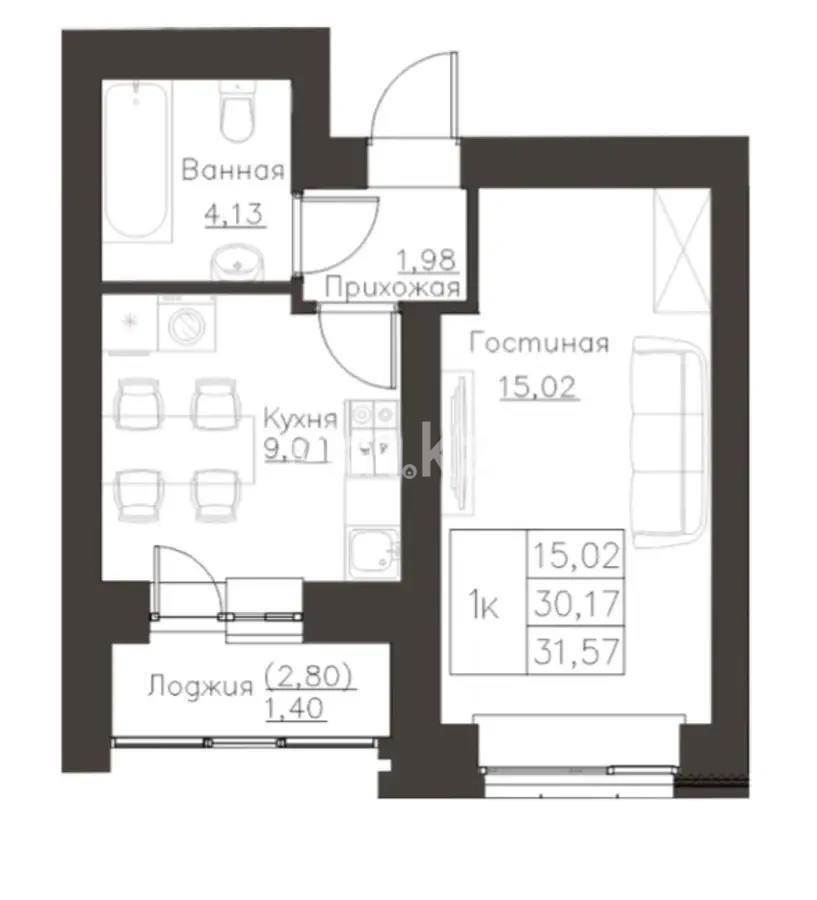 Продажа 1-комнатной квартиры, 31 м², ул. Нажимеденова, дом  52б - Продажа квартир в новостройках Астаны фото 1 из 1