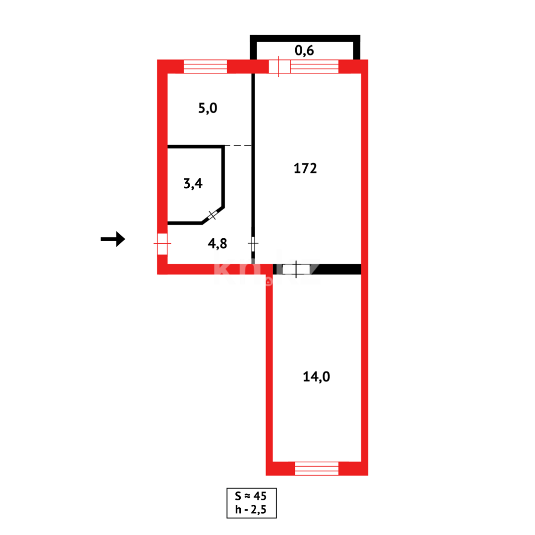 Продажа 2-комнатной квартиры, 45 м², мкр-н 14 в Караганде - фото 12