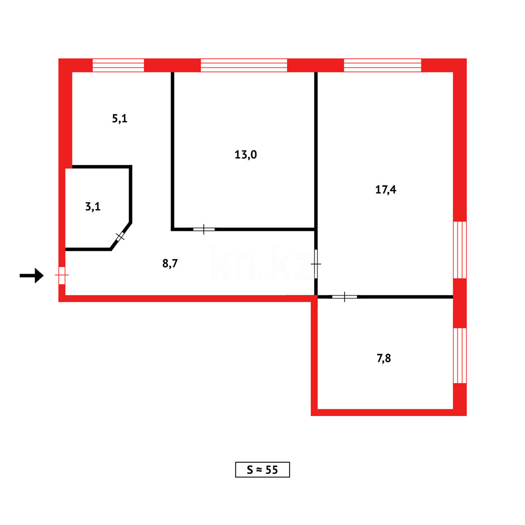 Продажа 3-комнатной квартиры, 57 м² - Недвижимость в Темиртау фото 18 из 18