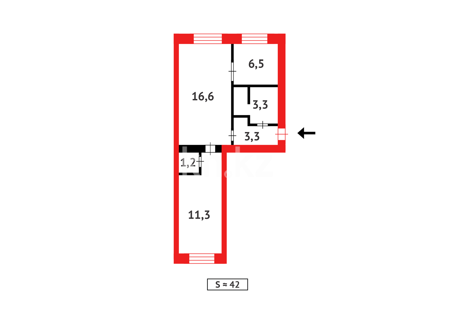 Продажа 2-комнатной квартиры, 43 м², ул. Зелинского в Караганде - фото 9