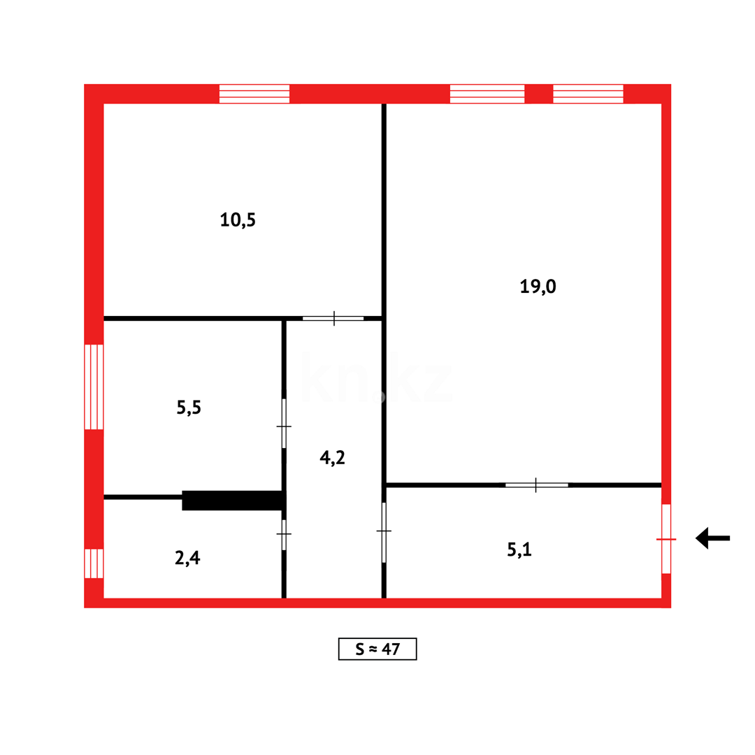 Продажа 2-комнатной квартиры, 47 м² - Продажа двухкомнатных квартир в кирпичном доме в Темиртау фото 15 из 15