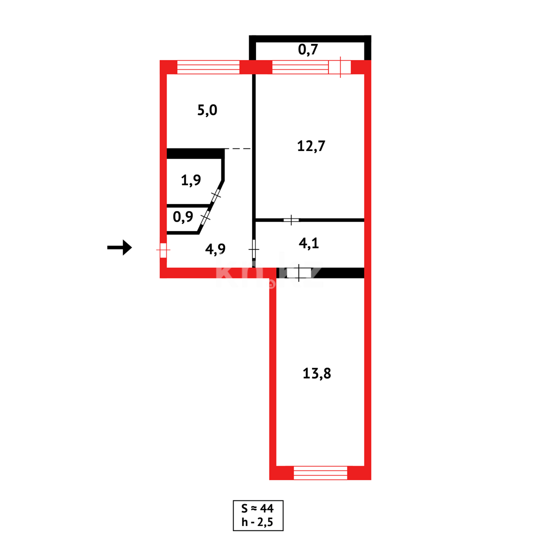 Продажа 2-комнатной квартиры, 44 м² - Продажа квартир в Караганде фото 7 из 7