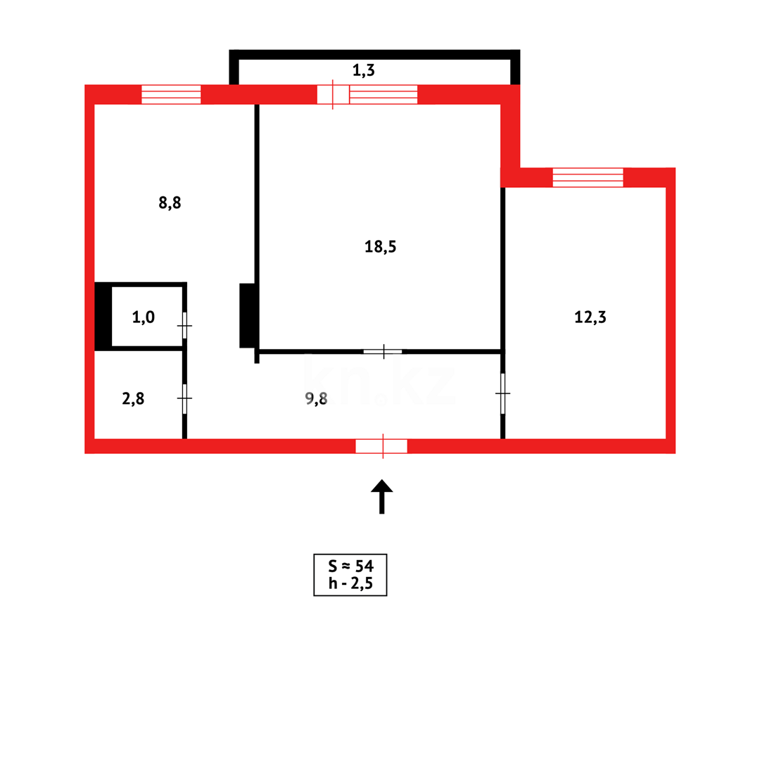 Продажа 2-комнатной квартиры, 54 м², мкр-н Гульдер-1 - Продажа  двухкомнатных квартир в Караганде фото 17 из 17